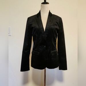 Apt. 9 Velvet Black Women's V-Neck Blazer Dark Academia Office Goth